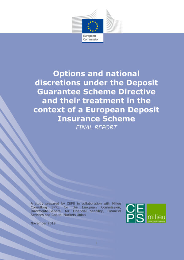 Options and national discretions under the Deposit Guarantee Scheme Directive and their treatment in the context of a European Deposit Insurance Scheme Cover Image