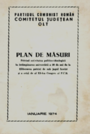 Action Plan on Ideological Political Work for the Meeting celebrating 30 Years of the Liberation of the Country from the Fascist Yoke and for the 11th Congress of the P.C.R Cover Image