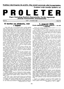 PROLETER. Organ of the Central Committee of the Communist Party of Yugoslavia (1935 / 07-08) Cover Image