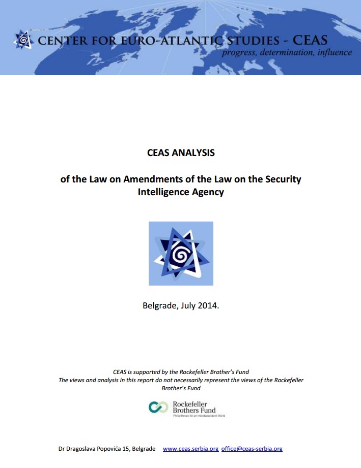 CEAS Analysis of the Law on Amendments of the Law on the Security Intelligence Agency