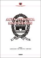 Acta Technica Napocensis - Languages For Specific Purposes Cover Image