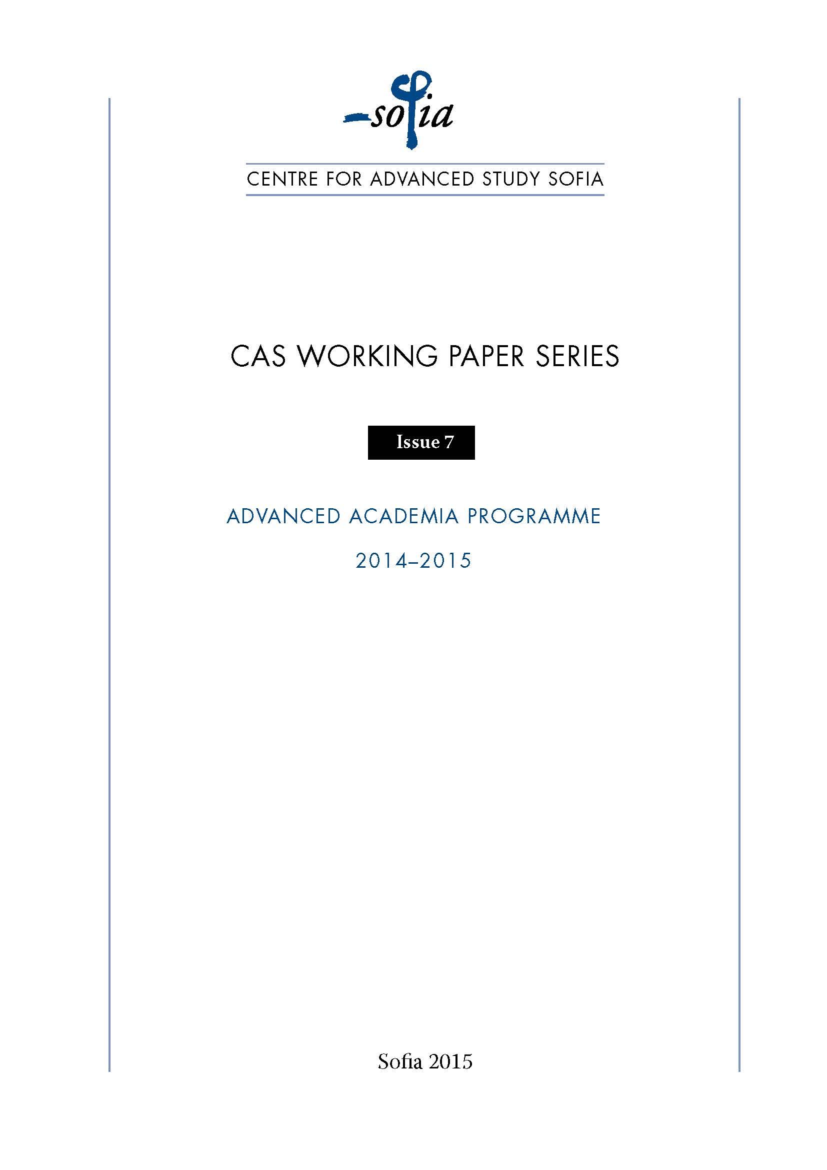 CAS Sofia Working Paper Series