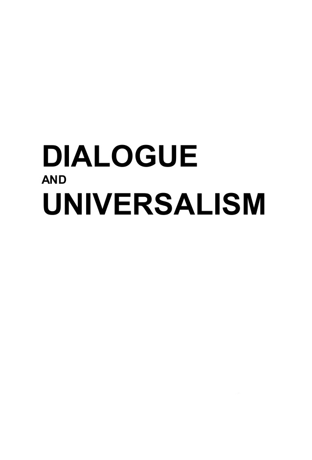 Dialogue and Universalism Cover Image