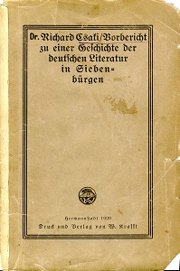 Preliminary Report on a History of German Literature in Transylvania