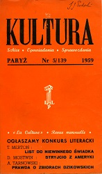 PARIS KULTURA – 1959 / 139 Cover Image