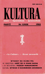 PARIS KULTURA – 1985 / 458 Cover Image