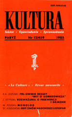 PARIS KULTURA – 1985 / 459 Cover Image