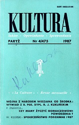 PARIS KULTURA – 1987 / 475 Cover Image