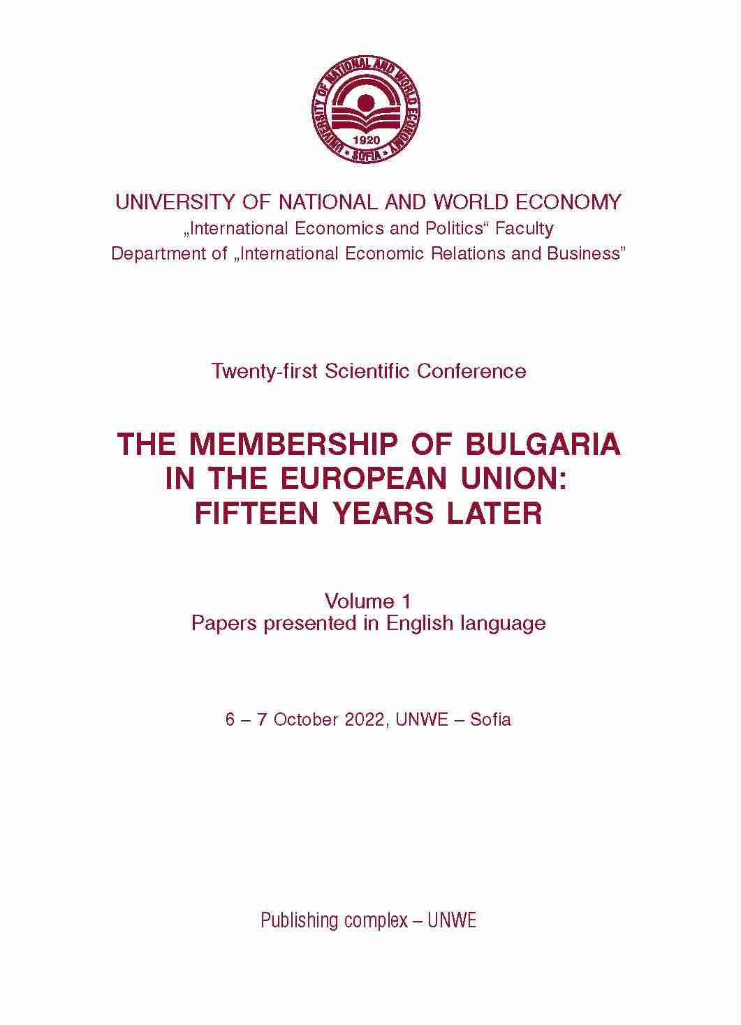 Competitiveness of Bulgarian Economy – Comparison with Other Member-States of the European Union Cover Image