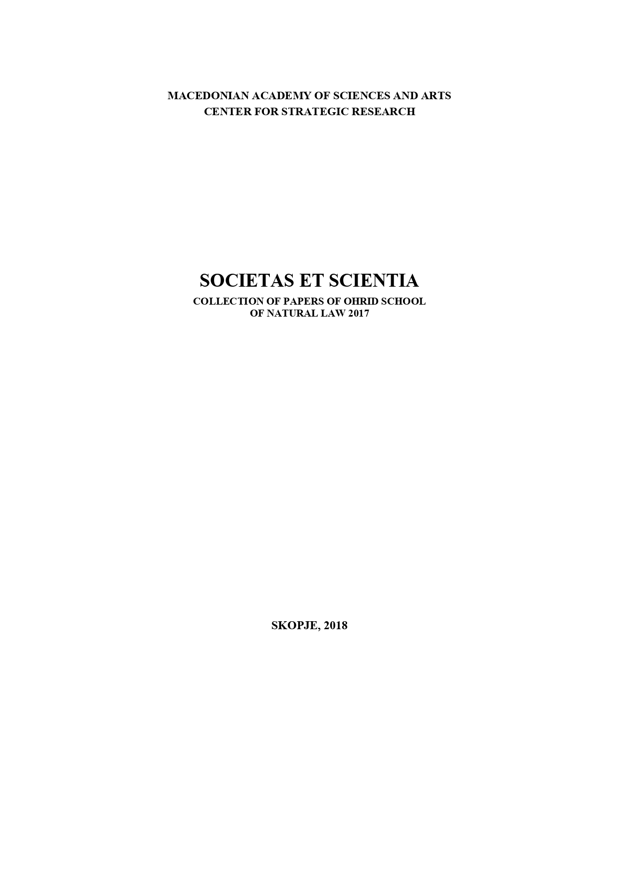 QUALITY OF INSTITUTIONS AND GOVERNANCE IN THE REPUBLIC OF MACEDONIA Cover Image
