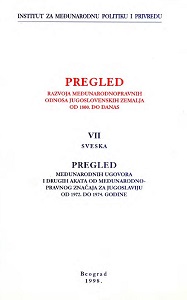 Overview of International Treaties and other Acts of International Significance for Yugoslavia from 1972 to 1974 Cover Image