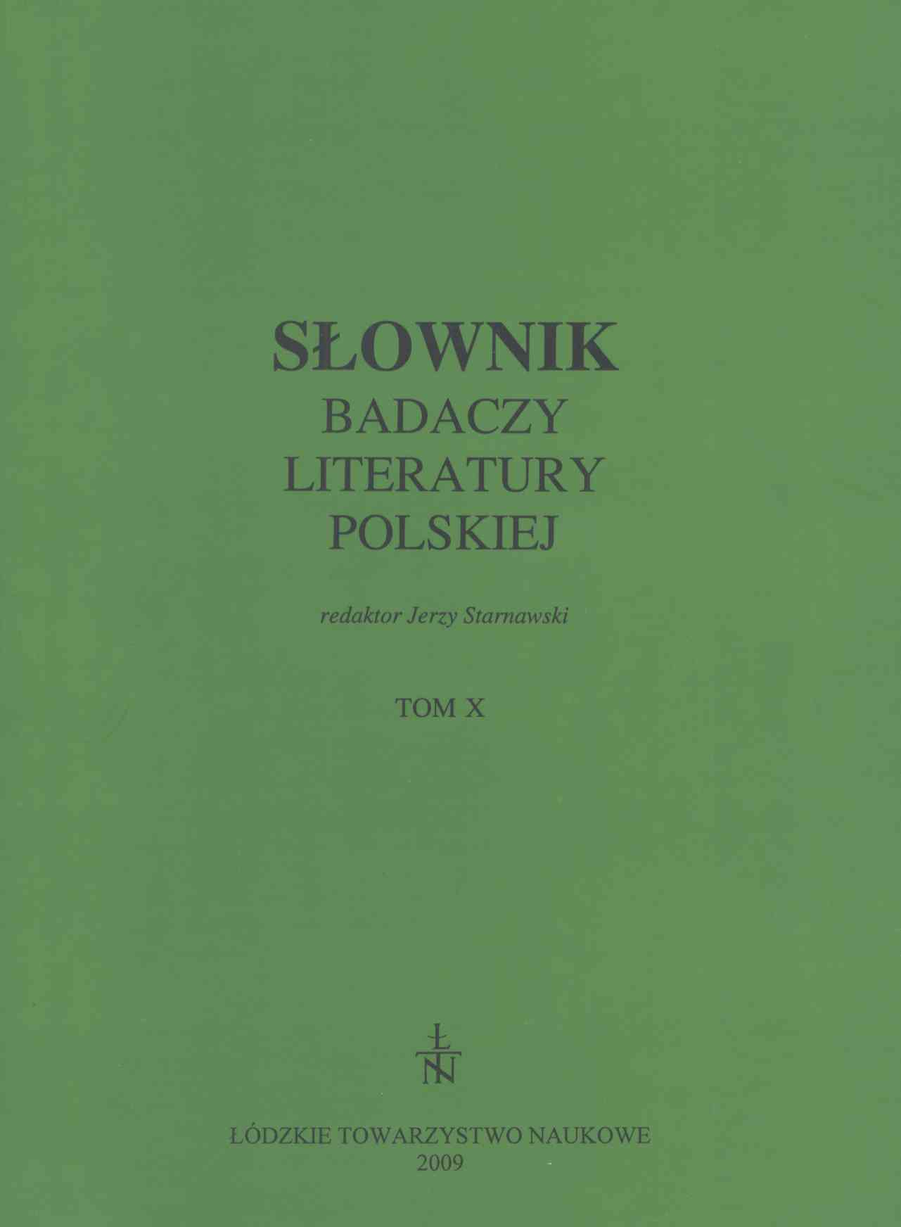 Dictionary of Polish literature scholars. Volume 10 Cover Image