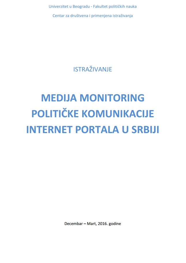 Medija monitoring političke komunikacije internet portala u Srbiji