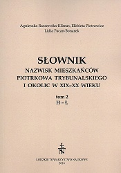 The Dictionary of the 19th and 20th-century Piotrków Trybunalski and surrounding area residents' surnames. Volume 2 H - Ł
