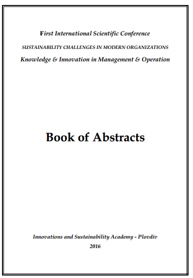 Book of abstracts of the First International Scientific Conference “Sustainability Challenges in Modern Organizations - Knowledge & Innovation in Management & Operation” Cover Image