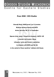 Relations between Russia and NATO before and after the 11th of September /// Lithuania, Latvia and Estonia's aspirations to integrate with NATO and the EU in the context of these countries' relations with Russia Cover Image