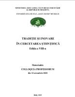 Tradiţie şi inovare în cercetarea ştiinţifică. Colloquia Professorum, ediţia a 8-a,: 12 octombrie 2018