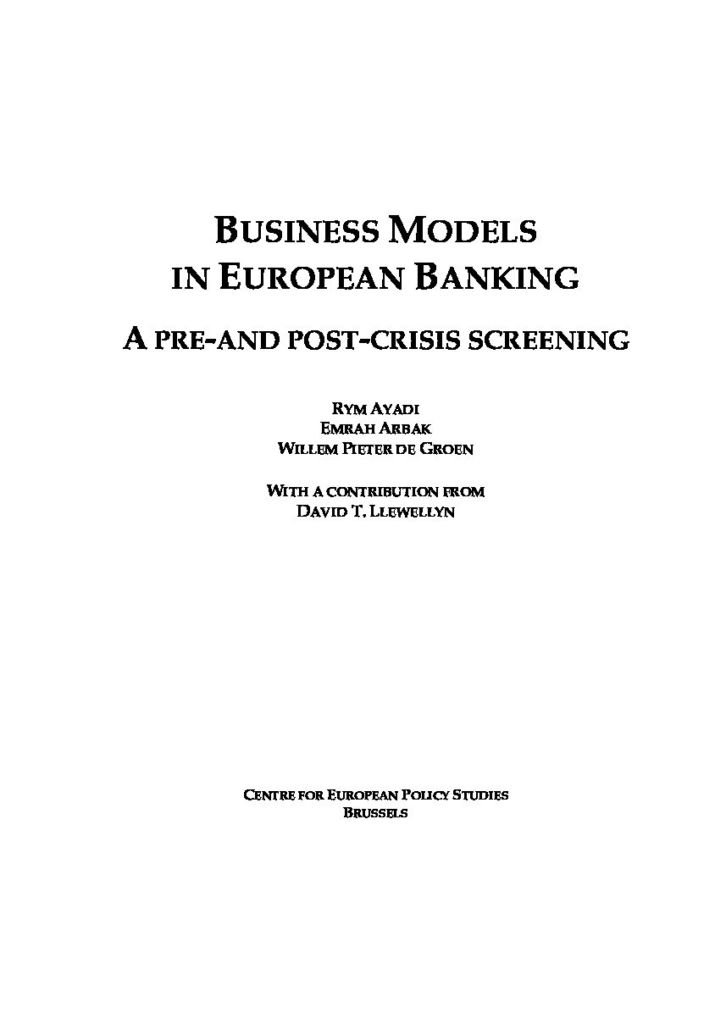 Business models in European banking