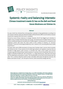 Systemic rivalry and balancing interests: Chinese investment meets EU law on the Belt and Road