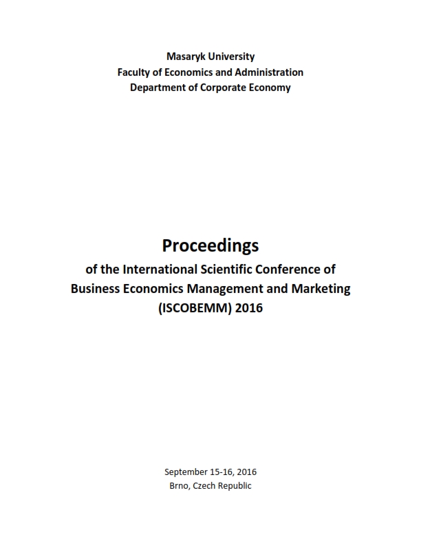 Proceedings of the International Scientific Conference of Business Economics Management and Marketing (ISCOBEMM) 2016 Cover Image