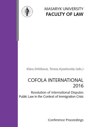 "COFOLA INTERNATIONAL 2016. Resolution of International Disputes Public Law in the Context of Immigration Crisis