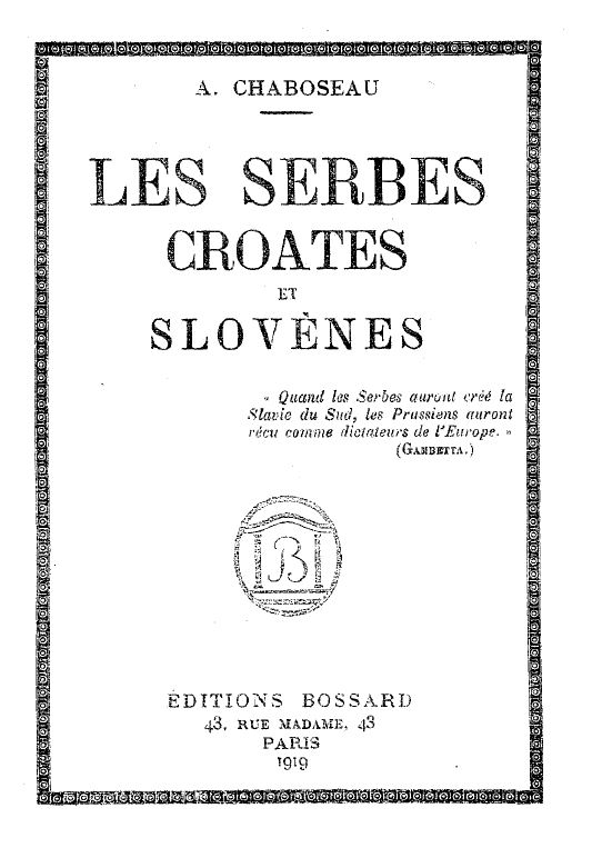 LES SERBES CROATES ET SLOVÈNES