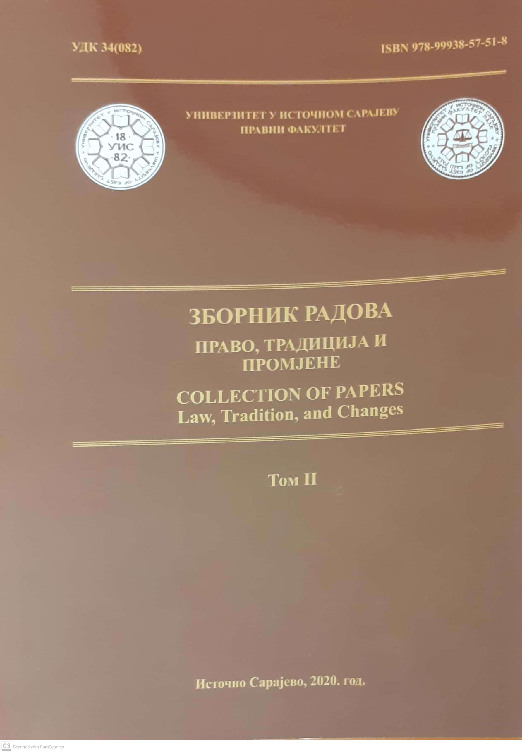 Collection of papers "Law, Tradition and changes" Vol II