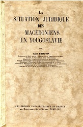 La Situation Juridique des Macédoniens en Yougoslavie