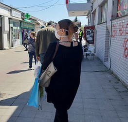 A man who was wearing a mask under his chin