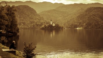 Slovenia behind a tourist postcard