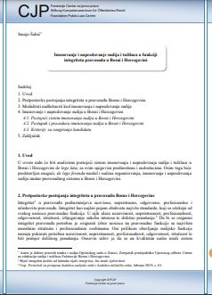 Appointment and promotion of judges and prosecutors in function of integrity of the judiciary in Bosnia and Herzegovina Cover Image
