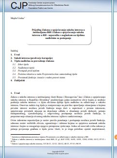 Proposal of the Law on Prevention of Conflict of Interest in the Institutions of B&H and the Law on Prevention of Conflict of Interest in the Republic of Croatia - Comparison with Emphasis on Bodies Responsible for Action