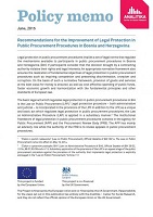 Recommendations for the Improvement of Legal Protection in Public Procurement Procedures in Bosnia and Herzegovina