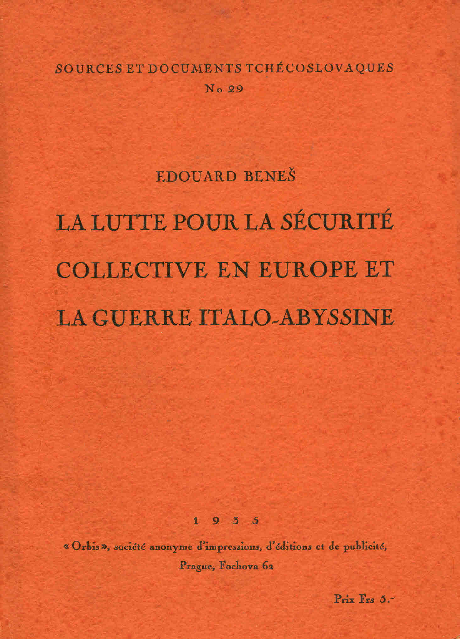 The Fight for Collective Security in Europe and the Italo-Abyssinian War