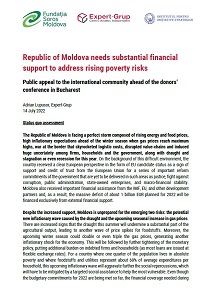 Republic of Moldova needs substantial financial support to address rising poverty risks. Public appeal to the international community ahead of the donors’ conference in Bucharest