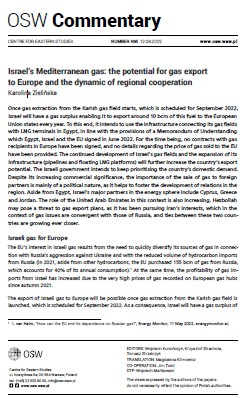 Israel’s Mediterranean gas: the potential for gas export to Europe and the dynamic of regional cooperation Cover Image