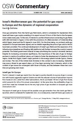 Israel’s Mediterranean gas: the potential for gas export to Europe and the dynamic of regional cooperation