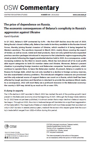The price of dependence on Russia. The economic consequences of Belarus’s complicity in Russia’s aggression against Ukraine