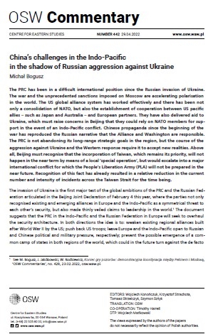 China’s challenges in the Indo-Pacific in the shadow of Russian aggression against Ukraine