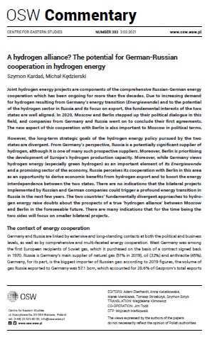 A hydrogen alliance? The potential for German-Russian cooperation in hydrogen energy