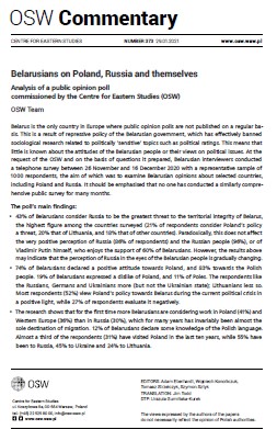 Belarusians on Poland, Russia and themselves. Analysis of a public opinion poll commissioned by the Centre for Eastern Studies (OSW)