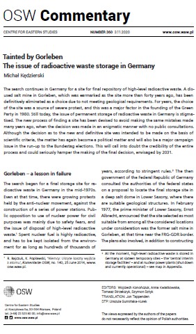 Tainted by Gorleben. The issue of radioactive waste storage in Germany