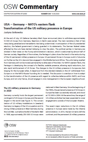USA – Germany – NATO’s eastern flank. Transformation of the US military presence in Europe