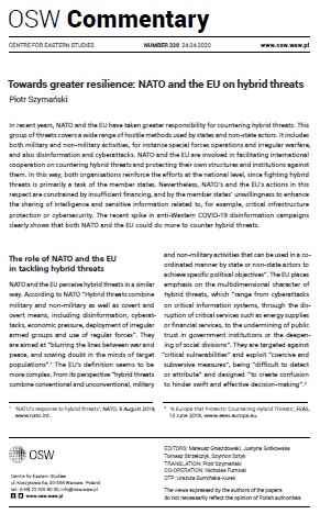 Towards greater resilience: NATO and the EU on hybrid threats Cover Image