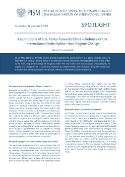 Assumptions of U.S. Policy Towards China - Defence of the International Order Rather than Regime Change