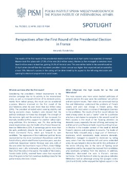 Perspectives after the First Round of the Presidential Election in France