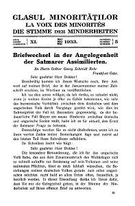 Glasul Minorităţilor. La Voix des Minorités. Die Stimme der Minderheiten. 1933-05