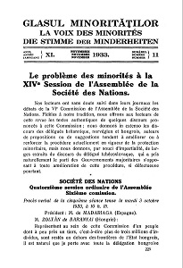 Glasul Minorităţilor. La Voix des Minorités. Die Stimme der Minderheiten. 1933-11