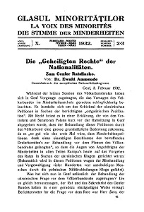 Glasul Minorităţilor. La Voix des Minorités. Die Stimme der Minderheiten. 1932-02+03