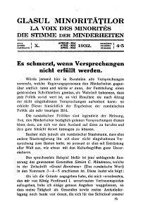 Glasul Minorităţilor. La Voix des Minorités. Die Stimme der Minderheiten. 1932-04+05